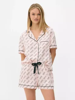 Primark Zestawy Piżamowe<Satynowa piżama z koszulą i szortami
