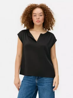 Primark Koszule I Bluzki<Satynowy T-shirt z dekoltem w serek