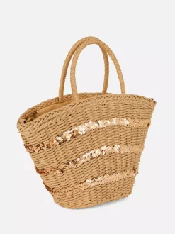Primark Torby I Portmonetki<Słomkowa torba typu bucket z cekinami
