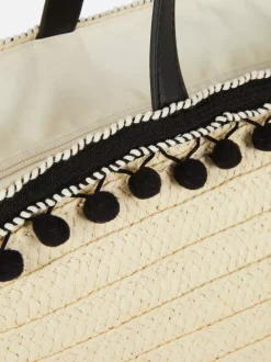 Primark Torby I Portmonetki<Słomkowa torba typu bucket z pomponikami