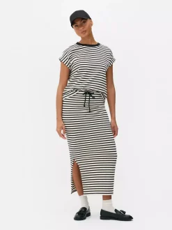 Primark Spódnice<Spódnica midi w paski z rozcięciem, część zestawu