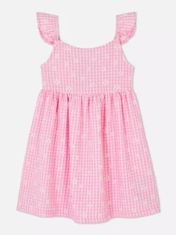 Dzieci Primark Sukienki<Sukienka z falbanką w kratkę vichy z motywem kwiatów