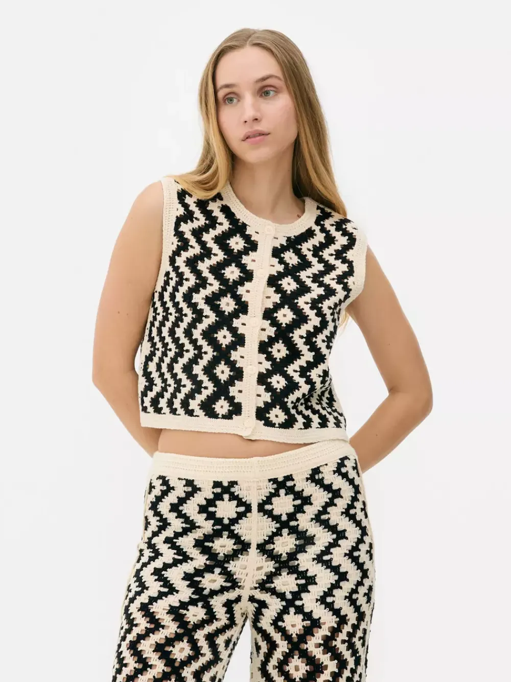 Primark Topy I T-Shirty<Szydełkowa kamizelka w zygzaki, część zestawu