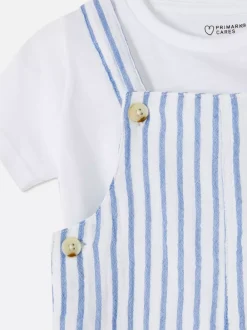 Primark Komplety I Gotowe Stroje<T-shirt i ogrodniczki w paski, komplet