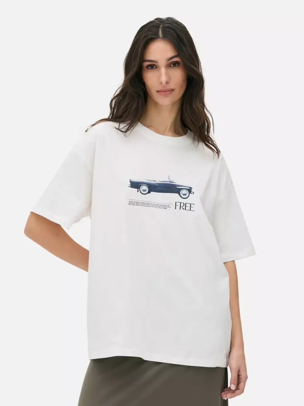 Primark Topy I T-Shirty<T-shirt oversize w stylu boyfriend z motywem auta