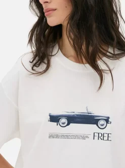 Primark Topy I T-Shirty<T-shirt oversize w stylu boyfriend z motywem auta