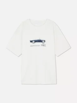 Primark Topy I T-Shirty<T-shirt oversize w stylu boyfriend z motywem auta