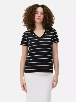 Primark Topy I T-Shirty<T-shirt w paski z dekoltem w serek