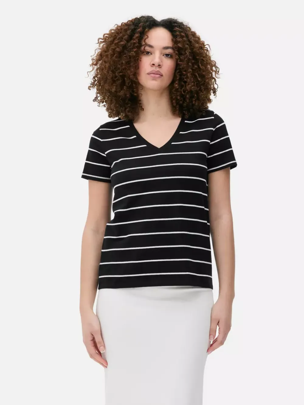 Primark Topy I T-Shirty<T-shirt w paski z dekoltem w serek