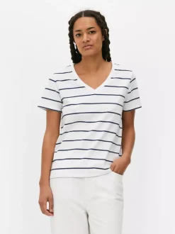 Primark Topy I T-Shirty<T-shirt w paski z dekoltem w serek