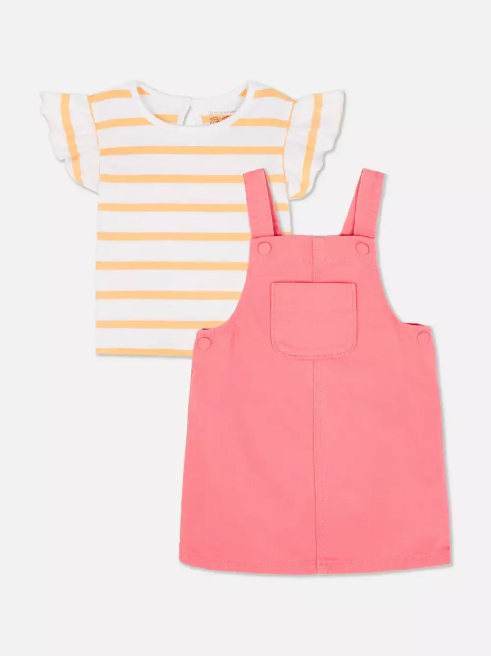Primark Komplety I Gotowe Stroje<T-Shirt w paski z falbanką i sukienka ogrodniczka