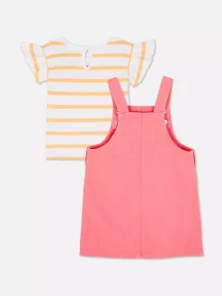 Primark Komplety I Gotowe Stroje<T-Shirt w paski z falbanką i sukienka ogrodniczka