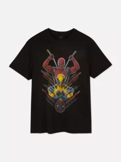 Primark Topy I T-Shirty<T-shirt z motywem Deadpoola i Wolverine Marvela