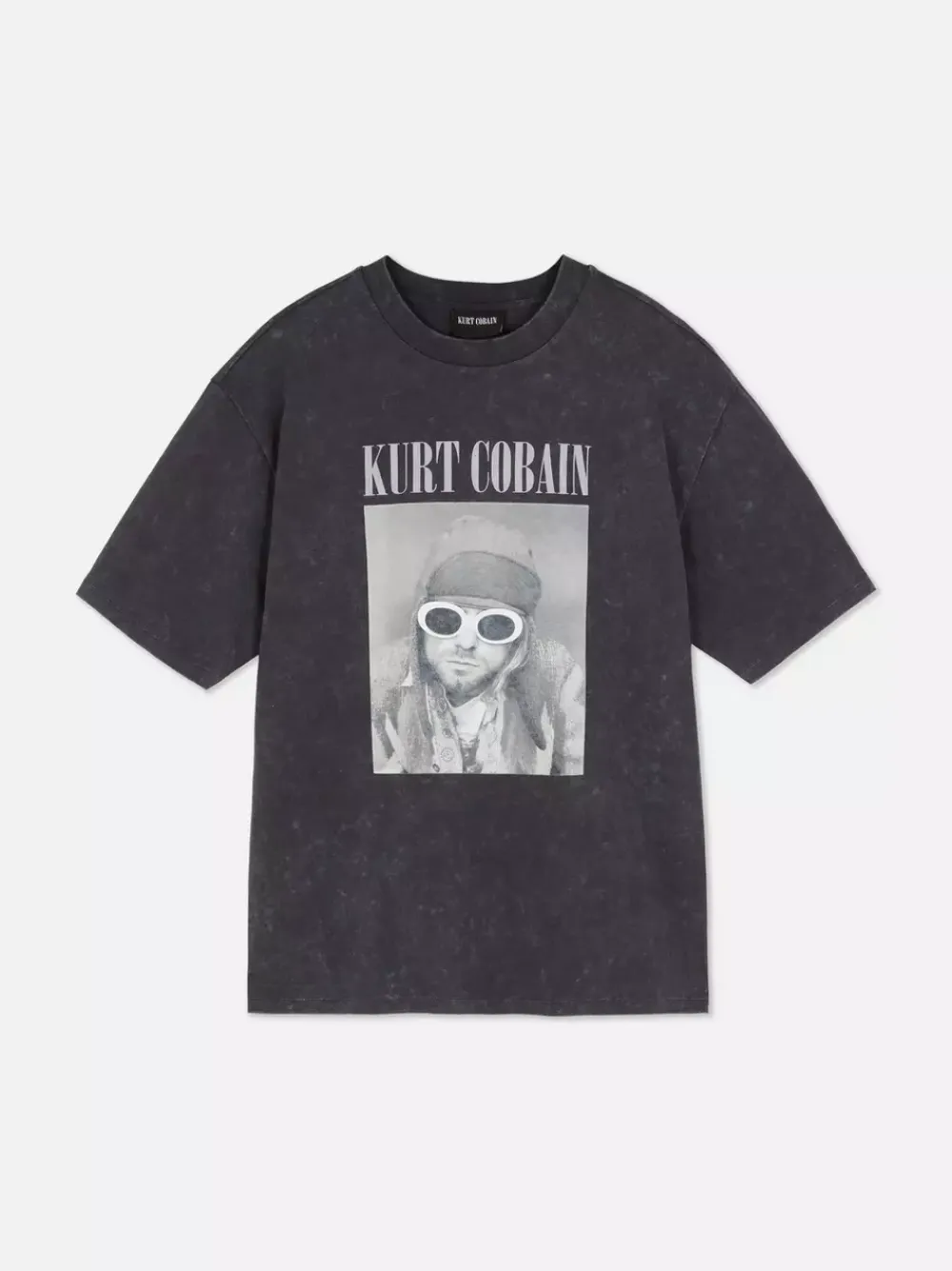 Primark Topy I T-Shirty<T-Shirt z nadrukiem Kurta Cobaina i efektem sprania
