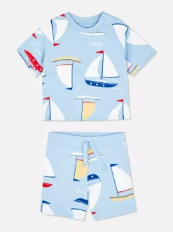 Primark Komplety I Gotowe Stroje<Zestaw z T-Shirtem i szortami ze wzorem w statki